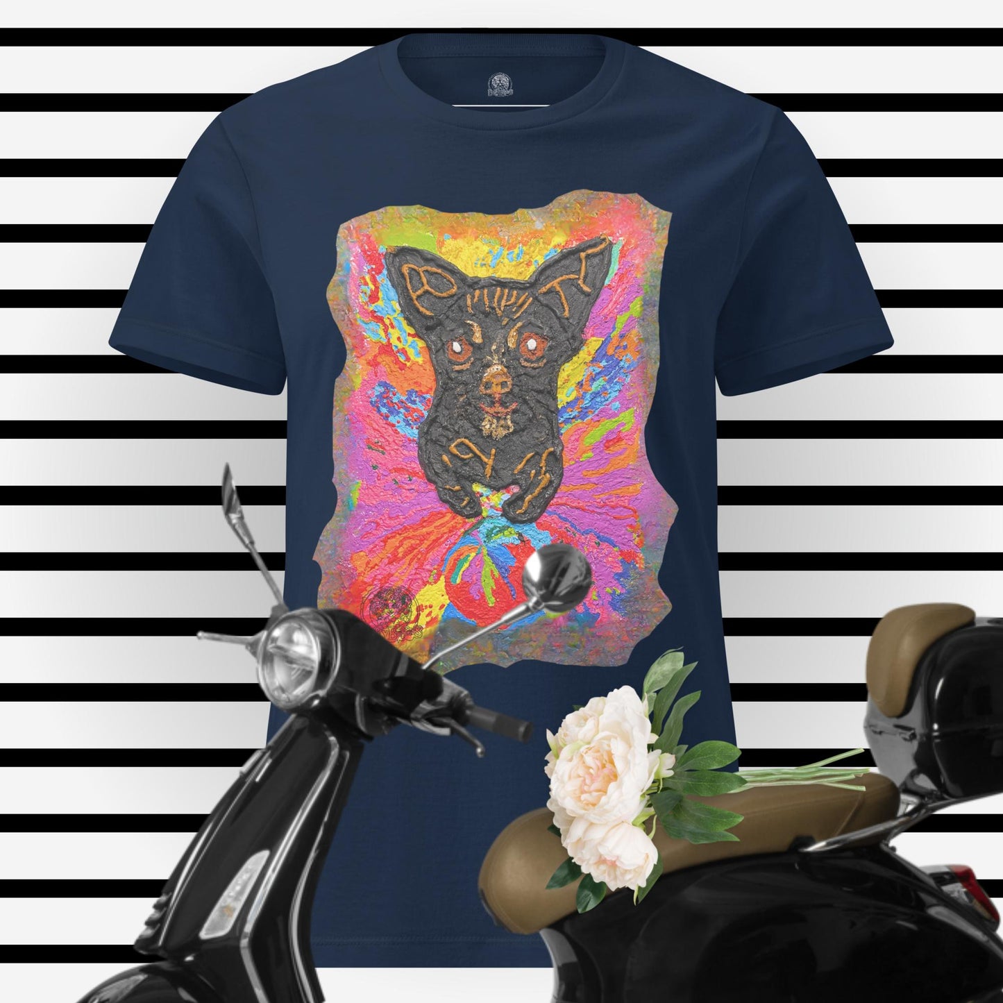 Women’s navy softstyle t-shirt featuring the Guardian of Hearts design
